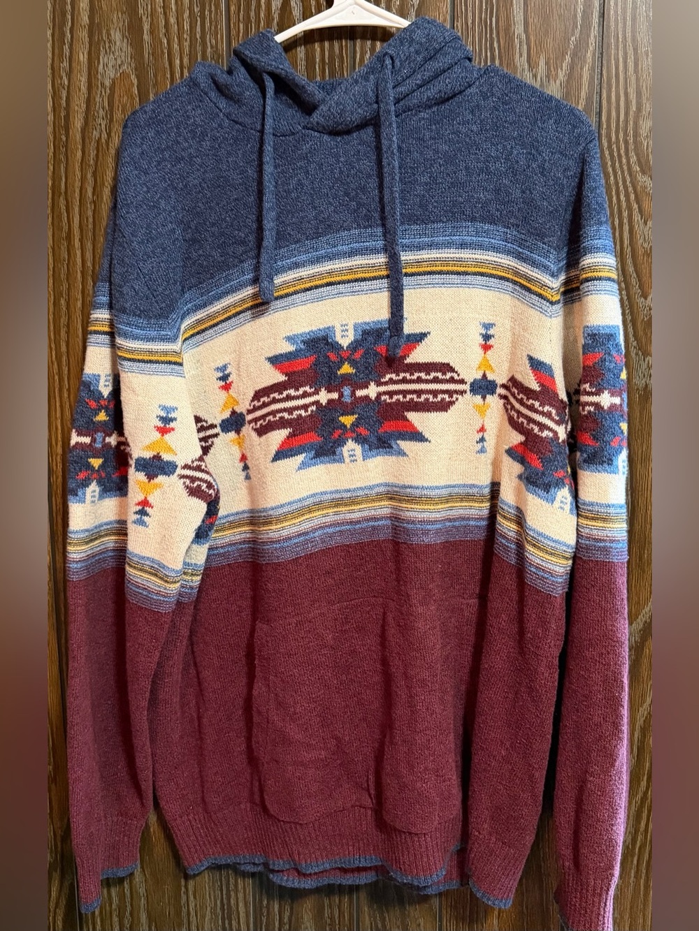 American Eagle Outfitters Men’s Crewneck Sweater - Navy, Cream & Burgundy